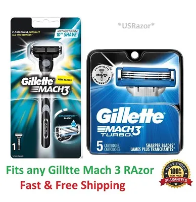 6 Gillette Mach 3 5 Turbo Razor Blades Refills Cartridges Shaver Handle Mach3 M3 • $22.99