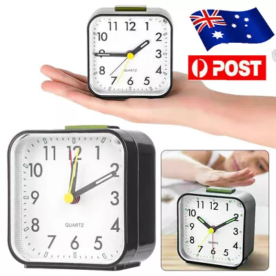 $18.20 • Buy Black Square Quartz Alarm Clock Bedside Clocks No Tick With Night Light Silent