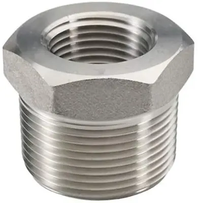 Stainless Steel Reducer Hex Bushing 3/4  Male NPT To 1/2  Female NPT Reducing  • $11.99