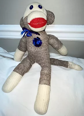 £11.19 • Buy Vintage Handmade Sock Monkey Stuffed Toy 18  W/ Button Eyes Yarn Pom Pom