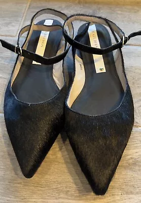 Matt Bernson Women's Black Calf Hair Pointed Toe With Strap Size 10 • $84