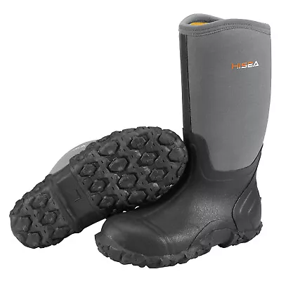 HISEA Men Mid Calf Waterproof Work Rain Boots Neoprene & Rubber Non-Slip Wellies • $57.99