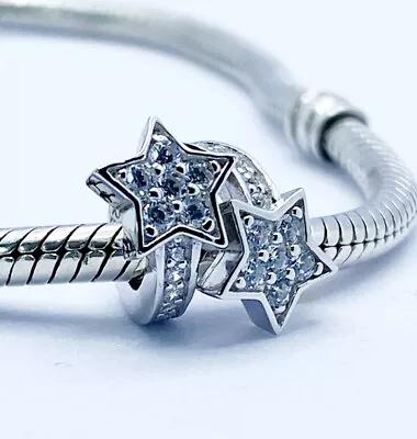 💖 Shooting Star Charm Bead Cubic Zirconia Genuine 925 Sterling Silver 💖 • £15.95