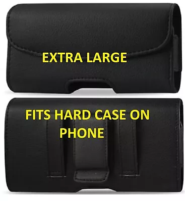 Extra Large Horizontal Leather Carrying Case With Belt Clip & Belt Loop Holster • $9.89