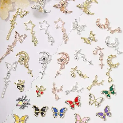 1Set Random Luxury Nail Art Dangle Jewelry Butterfly Star Moon Mixed Style 3D • £3.62