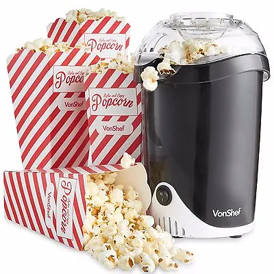 £21.99 • Buy Popcorn Maker Machine – 1200W Popcorn Popper W/ 6 Boxes For Movie Nights – Black