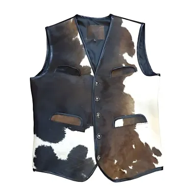 Vintage Genuine Cowhide Hair On Vest Leather Western Waistcoat Cowhide Fur Vest • $140