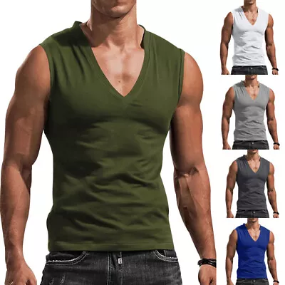 Mens Sport Vest Summer Gym Tank Tops Men Muscle Fitness Bodybuilding T Shirt • £6.95