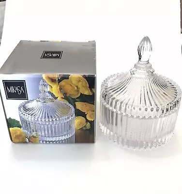 Mikasa Diamond Fire Covered Canister Candy Dish NEW IN BOX • $21.98