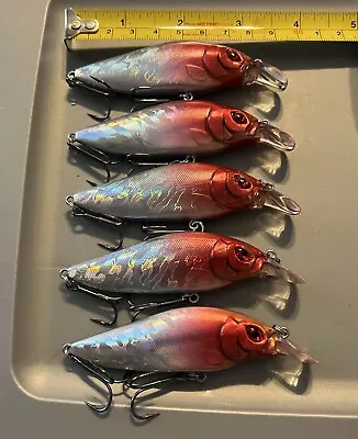 (5) Megabass Flap Slap KO Crankbait Bass Fishing Lures Silver Red • $19.99