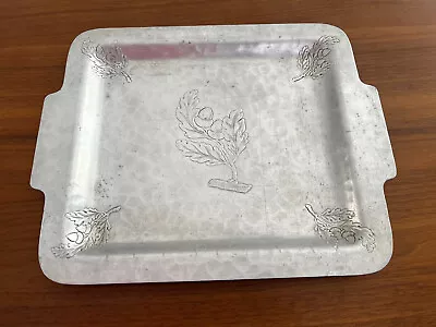 Vintage Hand Wrought Aluminum Farberware Tray Acorn Oak Leaf Pattern • $14