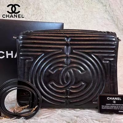 Good Condition CHANEL Shoulder Enamel Coco Mark 2way Pouch Vintage  • $656.13