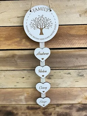 £8.95 • Buy Personalised White Family Where Life Begins Heart New Home Housewarming Gift 
