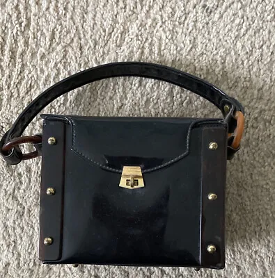 Vintage KADIN Black Patent Vinyl Purse Handbag • $5.99