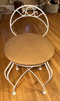 Vintage Homtomi White Metal Steel  Framed Vanity Chair • $48.50
