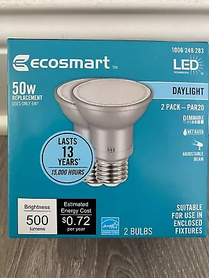 NEW EcoSmart 50w PAR20 LED Light Bulb Daylight 5000K Adjustable Beam (1x2pk) • $9.99