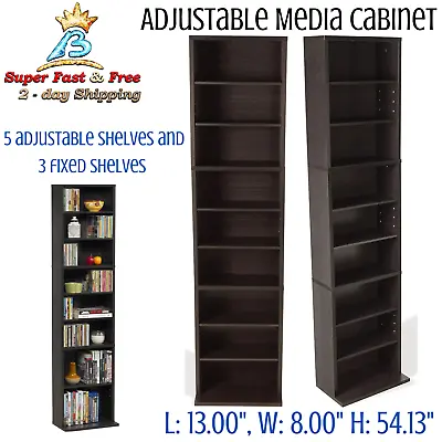 CD DVD 8 Tier Rack Storage Organizer Media Cabinet Tower Shelf Multimedia Holder • $73