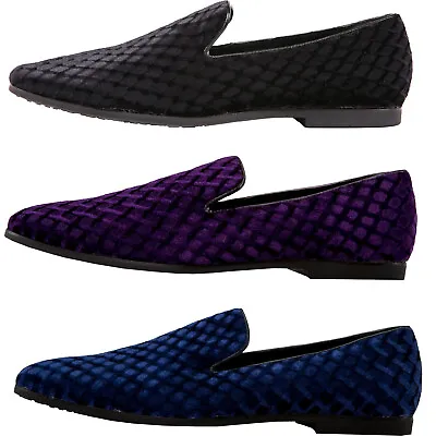 Amali Mens Velvet Smoking Tuxedo Slippers Designer Slip On Loafer Dress Shoes • $89.99