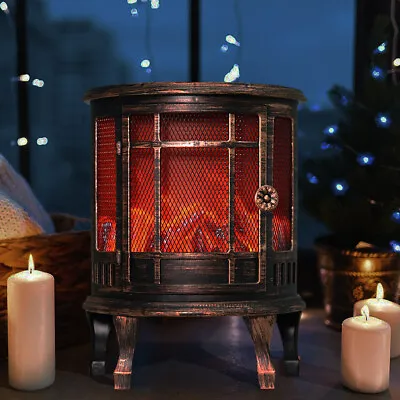 £8.95 • Buy LED Fireplace Lantern Flame Lamp Flickering Log Fire Effect Stove Christmas Lamp