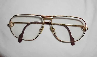 $650 • Buy Vintage Rare Gold Framed Cartier Trinity Aviator 62-12 140 Glasses Eyeglasses D3