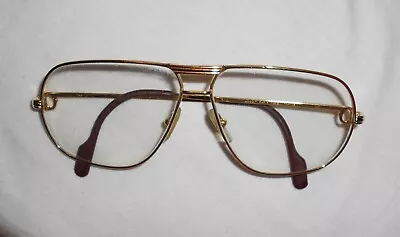 $650 • Buy Vintage Rare Gold Framed Cartier Trinity Aviator 62-12 140 Glasses Eyeglasses D3
