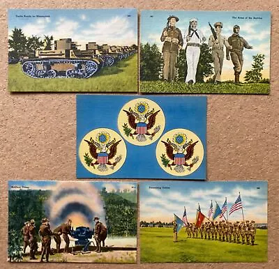 5 WWII 1940s Original Linen MILITARY Postcards - Nice Lot • $4.95