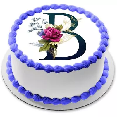 Monogram Initial Letter B Cake Topper Edible Muffin Party Decor Floral • $7.86