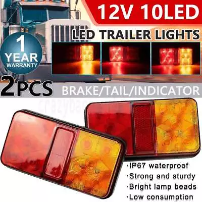 2PCS LED Trailer Lights 12V Volt Tail Lamp Stop Indicator 10LED Truck Caravan • $10.89