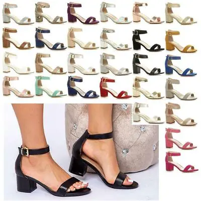 £17.99 • Buy Ladies Wedding Bridal Party Prom Evening Mid High Block Heels Sandals Shoes New