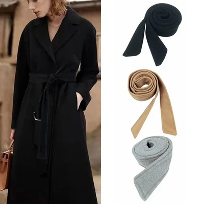 Faux Wool Belt For Trench Coat Overcoat Jacket Woolen Sash Tie+Belt Buckle 175cm • £8.51