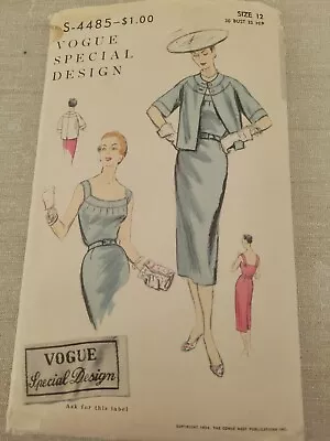 CUT Vintage Pattern VOGUE Special Design S-4485 One Piece Dress Jacket Size 12 • $20