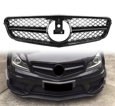 AMG Style All Black Grill Grille For Mercedes Benz W204 C250 C300 C350 2008-2013 • $55