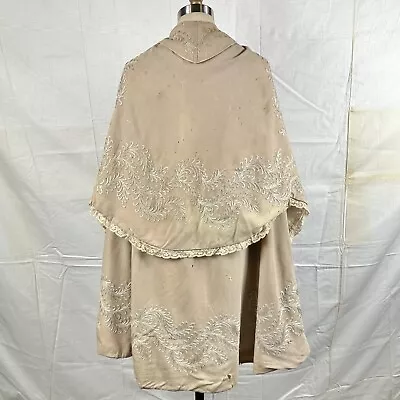 Antique Victorian Wool Cape W/ Silk Chain Stitch Embroidery  • $120