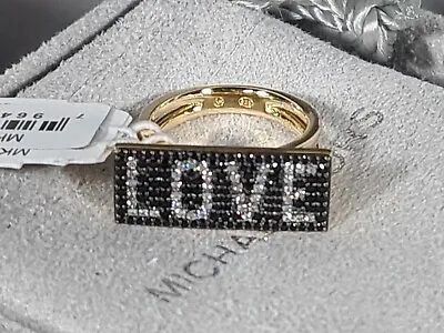 Michael Kors MKC1162AX931 Size 5 502 Gold-plated Sterling Silver Pavé Love Ring • £75