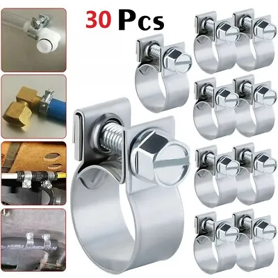 NEW 30 Pcs 1/4  5/16  3/8  Fuel Injection Gas Line Hose Clamps Clip Pipe Clamp • $8.89