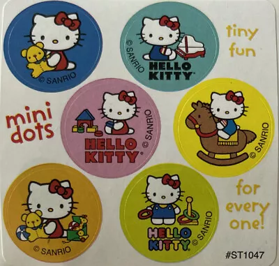 HELLO KITTY Mini Dot Stickers (6pc)Sanrio •Animal•Cartoon•Cat •Girlie•Tiny•Child • $2.49