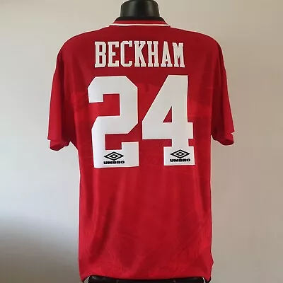 BECKHAM 24 Manchester United Shirt - Medium - 1994/1996 -  Man U Jersey Umbro • £139.99