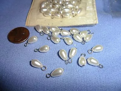 Vintage Small White Faux Pearl Tear Drop Beads • $4.99