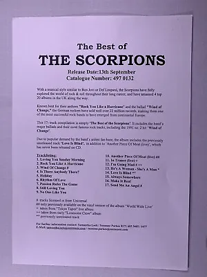 £15 • Buy The Scorpions Press Release Original EMI Music The Best Of The Scorpions 1999