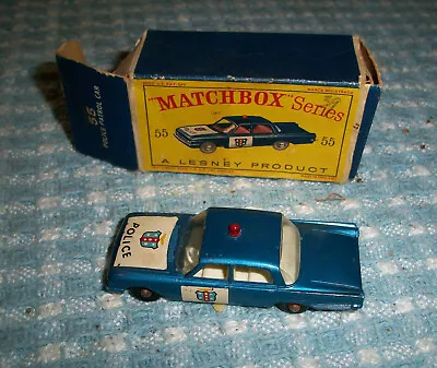 Vintage Lesney Matchbox #55 Ford Fairlane Police Car With Box • $52