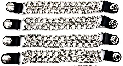 4 Extra Long 7 1/2  Double Chain Motorcycle Vest Extenders Silver Snap Usa Made • $23.99