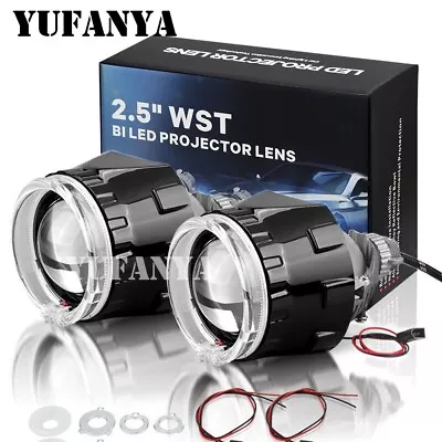 2.5'' Bi LED Projector Lens W/ White Halo Headlight Retrofit LHD&RHD Universal • $115.87