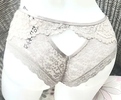 Victorias Secret M Taupe Cut Out Old Floral Lace Panty Cheeky New Vintage Rare • $39.99