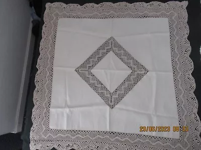 Vintage Antique MALTESE LACE TABLECLOTH 40  SQ • $37.99