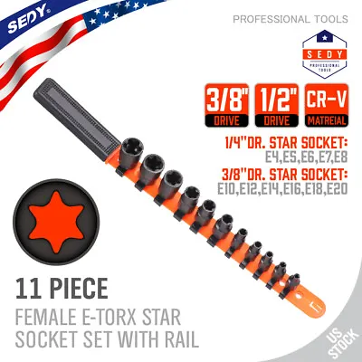11pc Torx Star Bit Female External E Socket Set & Rail Automotive Tools E4-E20 • $12