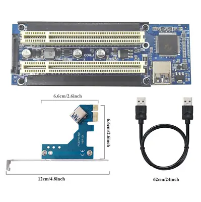 PCI-E Express X1 To Dual PCI Riser Extend Adapter Card With USB 3.0 Cable • $26.39