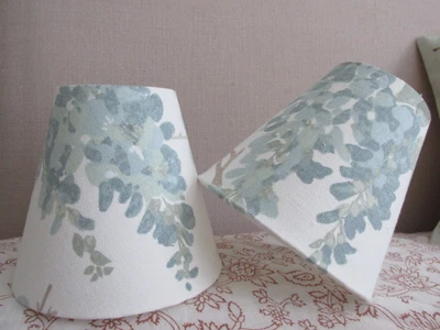 £25 • Buy Handmade Candle Clip Lampshade Laura Ashley Wisteria Fabric Duck Egg Blue
