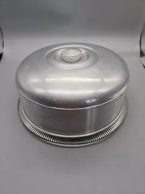 Vintage Glass Cake Plate And Aluminum Cover • $21.99