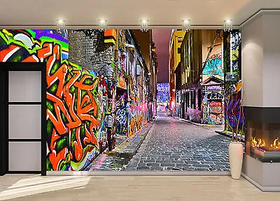 £100.74 • Buy Graffiti Night View Artwork Wall Mural Photo Wallpaper Kids Teen Paper Poster