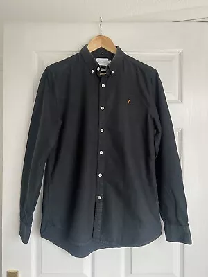 Men’s Farah Black Long Sleeved Cotton Shirt Size Small Slim Fit • £5.50
